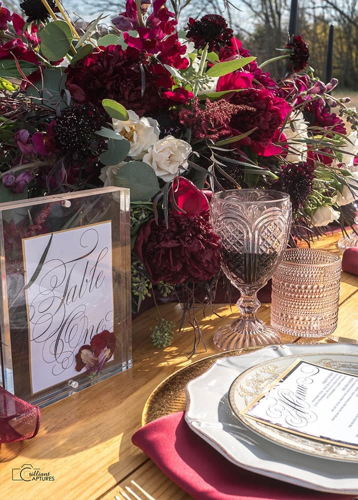 Celebration details at Willow Pond Venue