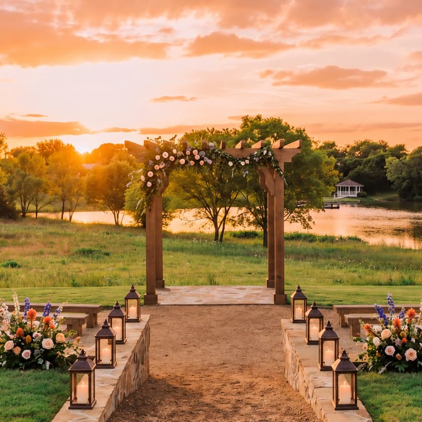 Outdoor ceremony setting at Willow Pond Venue